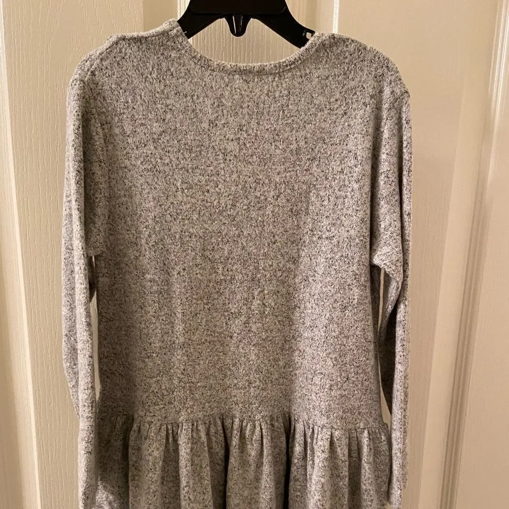 Mango Girls Textured Ruffled Dress Heather Grey Size 5-6 Years NWT